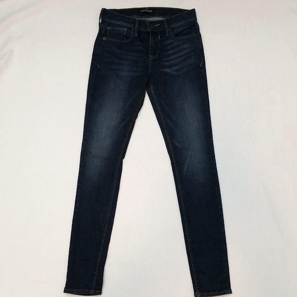 Express Denim Leggings Dark Wash Skinny Jeans - Picture 2 of 7